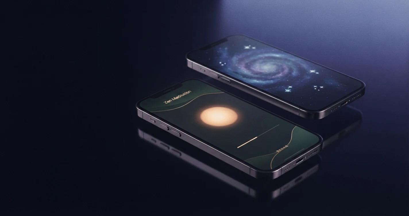 Dos smartphones con una app de bienestar relajante